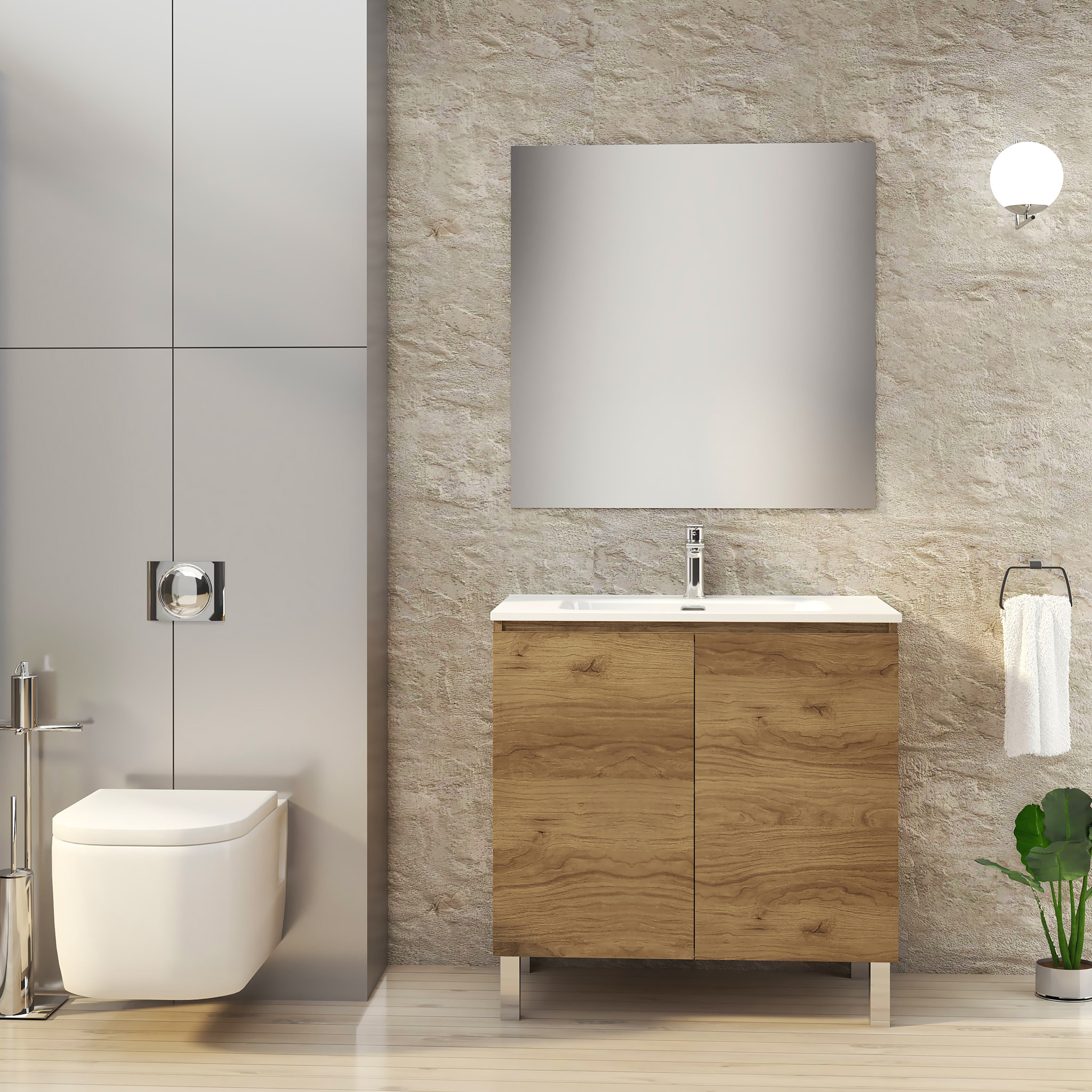 Conjunto de Baño Lust | 80 cm Teka | Dos Puertas | Lavabo Encastrado | No incluye Espejo | Mueble Montado | Alday