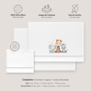 Juego de Sábanas de Coche Coralina Estampado Jirafa Elefante