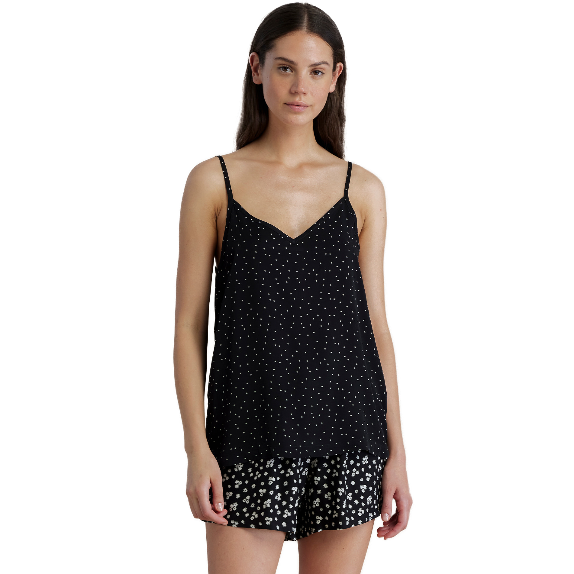 Pigiama donna in viscosa top bretellina e pantalone corto articolo dot Noidinotte