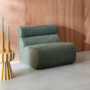 Chauffeuse tissu effet alpaca kaki 1 place - L 81 x P 99 x H 75cm - Nova