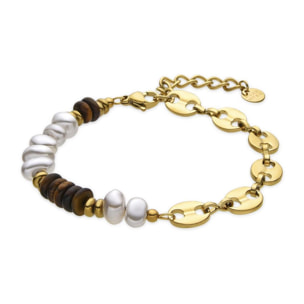 Pulsera con Ojo de Tigre acabado oro 18k