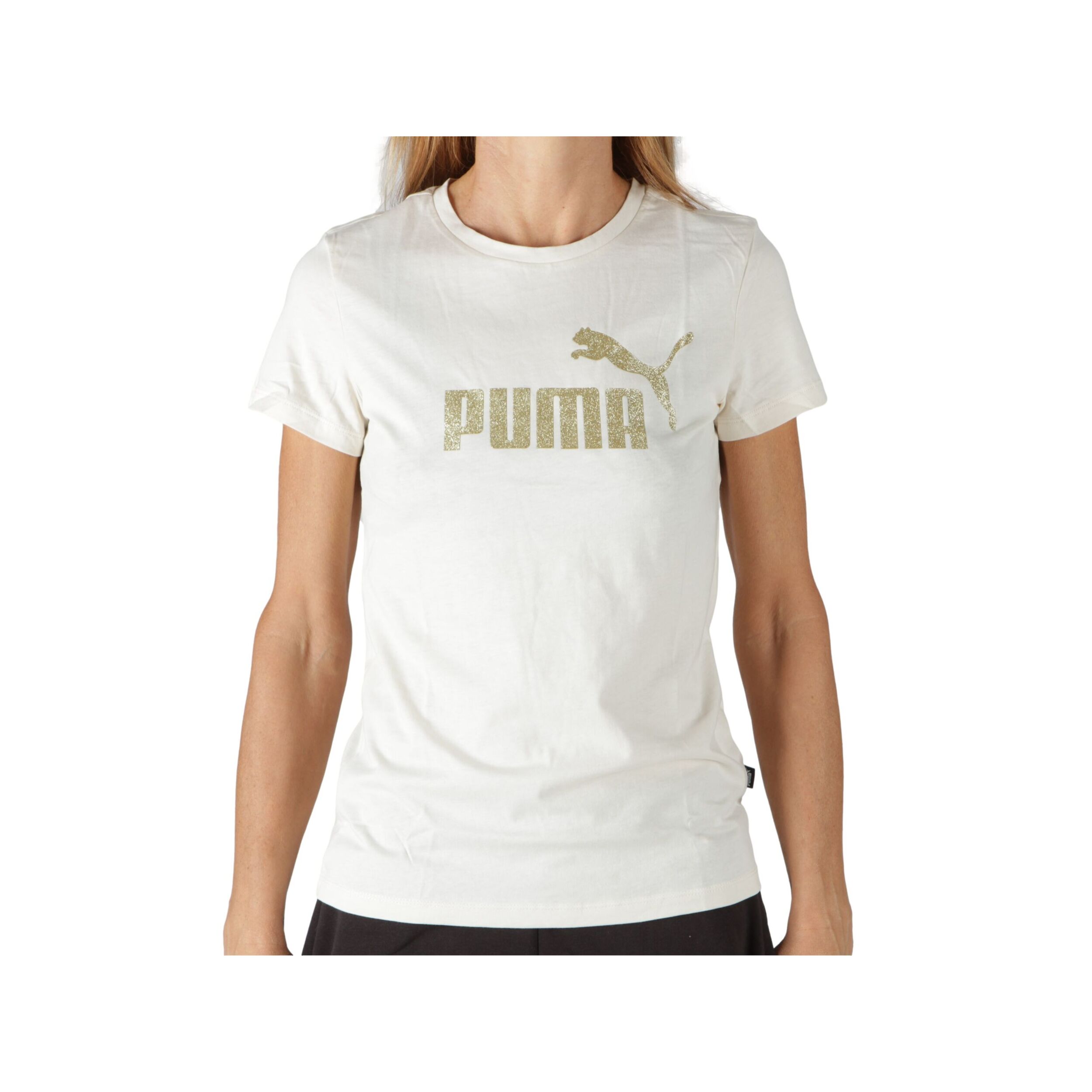 T-Shirt Puma ESS+ Glitter logo Tee Bianco