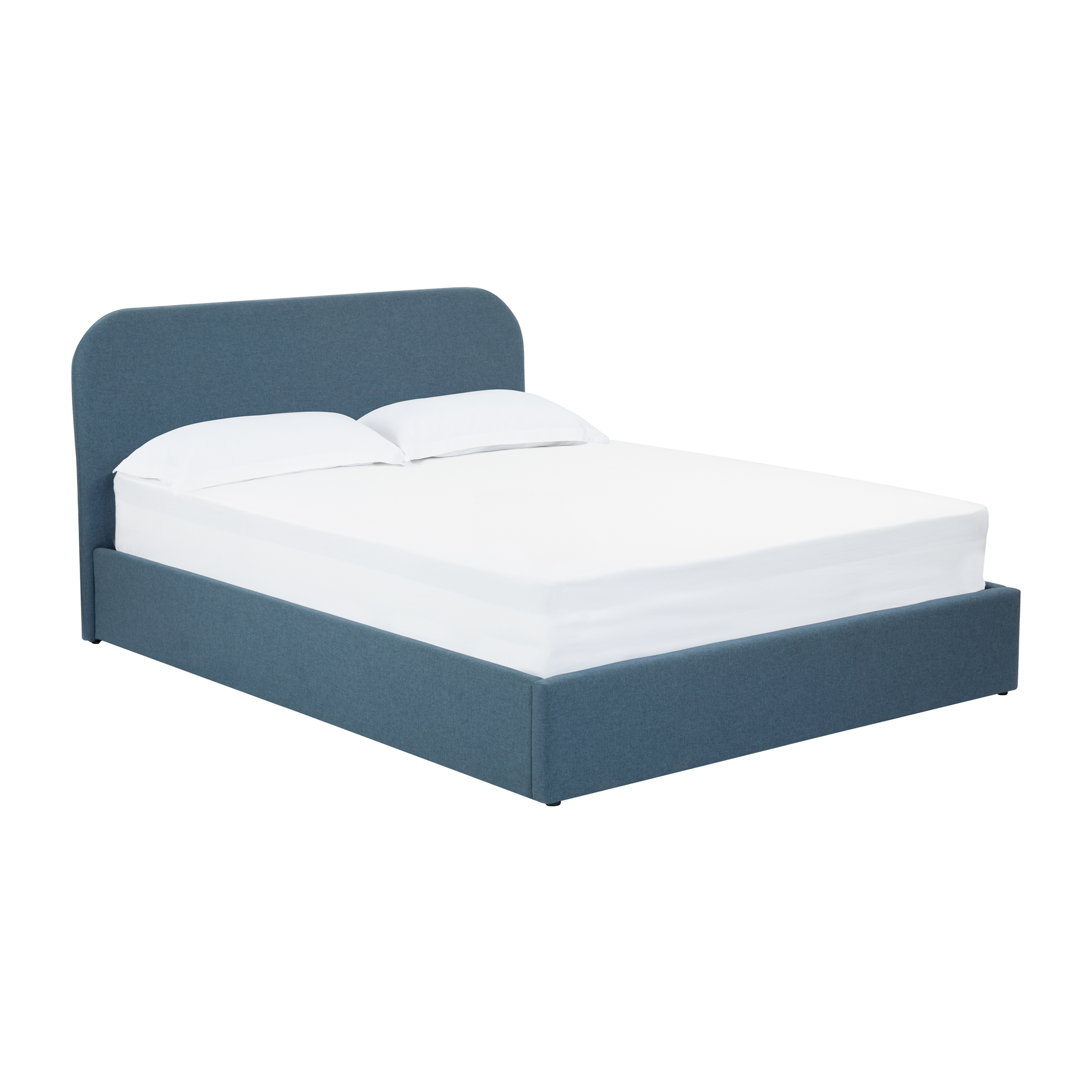 Lit double Tilly avec coffre 140x190 cm en tissu bleu