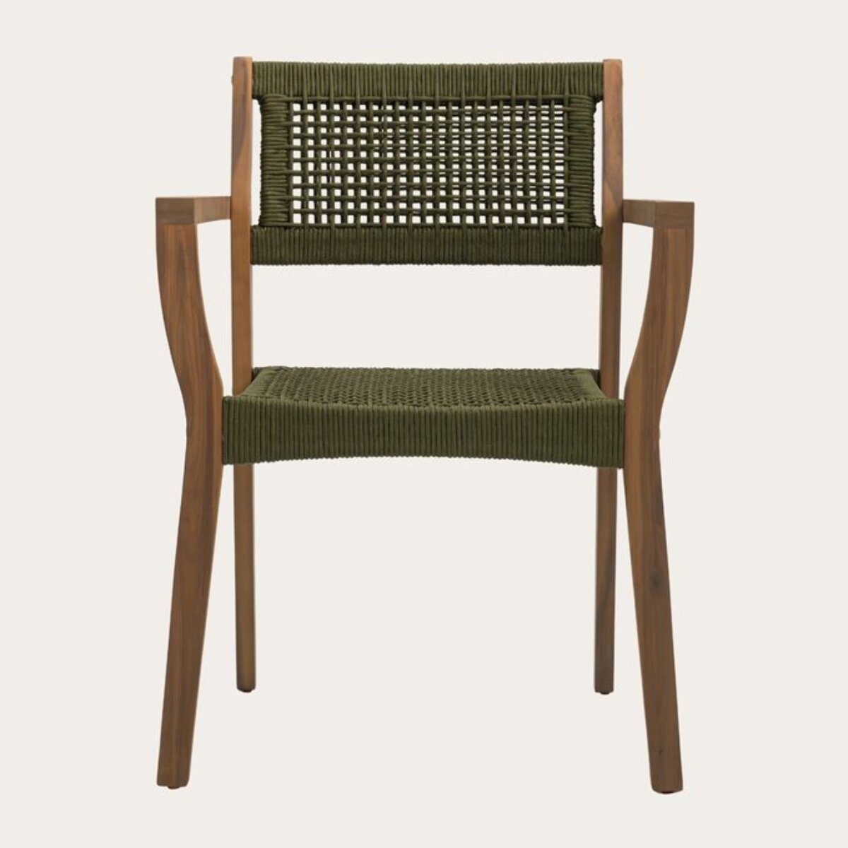 Chaise de jardin Tina -bois massif d'acacia et corde tressée-couleur vert 58 x 83 x 60 cm