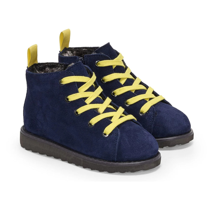 Stivaletti Superga Bambino/a Blu 3008 Kids Lace-Up Boot Suede