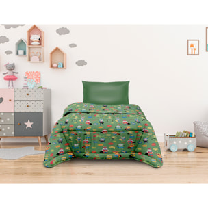 TRAPUNTA INVERNALE SUPEREROI VERDE LETTO SINGOLO PRODOTTO ITALIANO