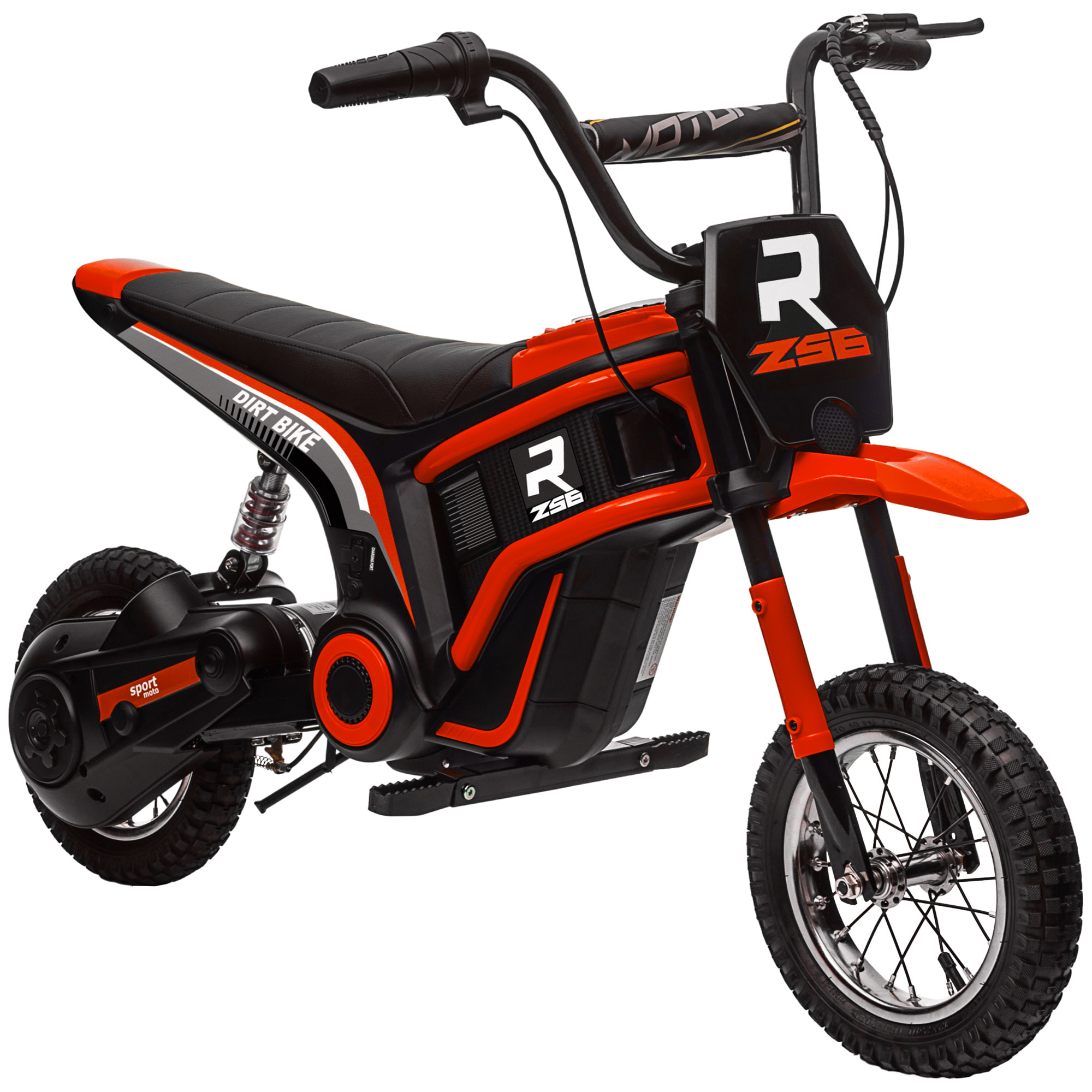 Moto cross électrique dirt bike enfant 350W 12V 2 vitesses 8-16 Km/h rouge noir