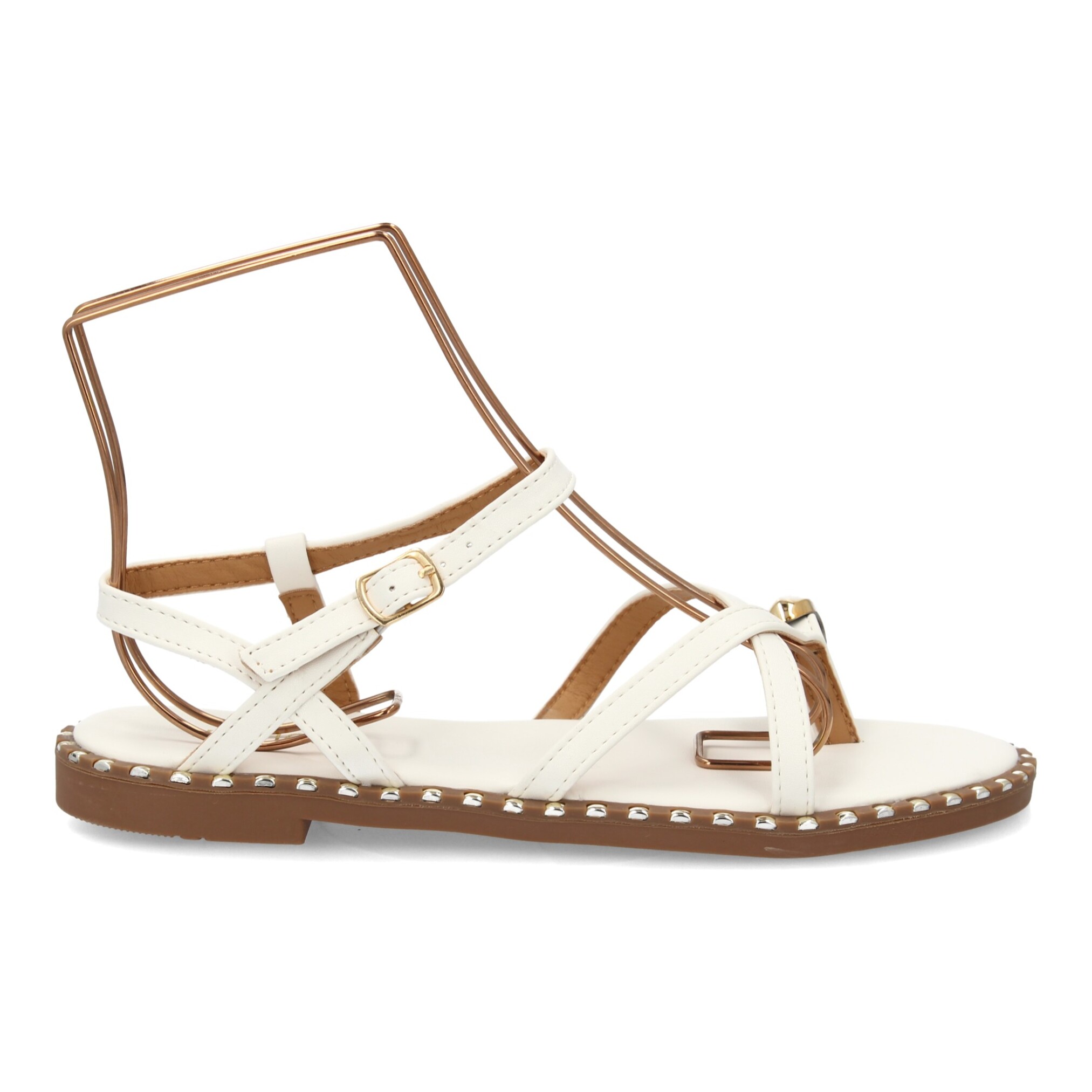 Sandalia plana mujer elegante verano con tachuelas