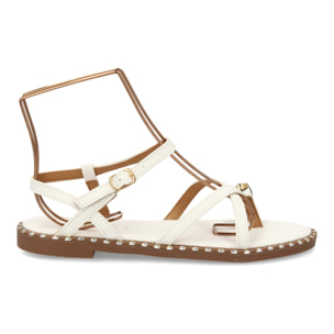 Sandalia plana mujer elegante verano con tachuelas