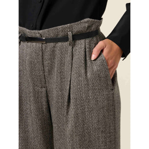 Oltre - Pantalones palazzo de franela a rayas - Gris