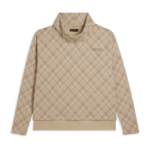 Felpa comfort fit fantasia all-over con fondo sovrapposto