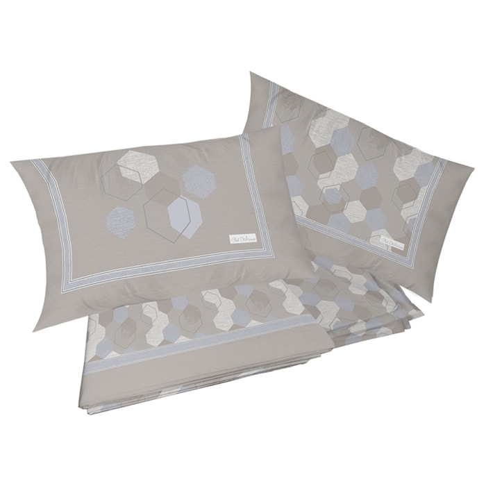 Completo letto in flanella bologna beige flanella 100% cotone