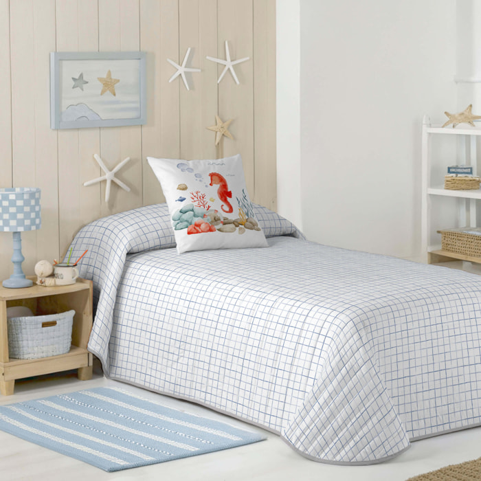 Cool Kids - Colcha Bouti Estampada - Reversible - 100% Algodón - 70 gr/m² - Submarine