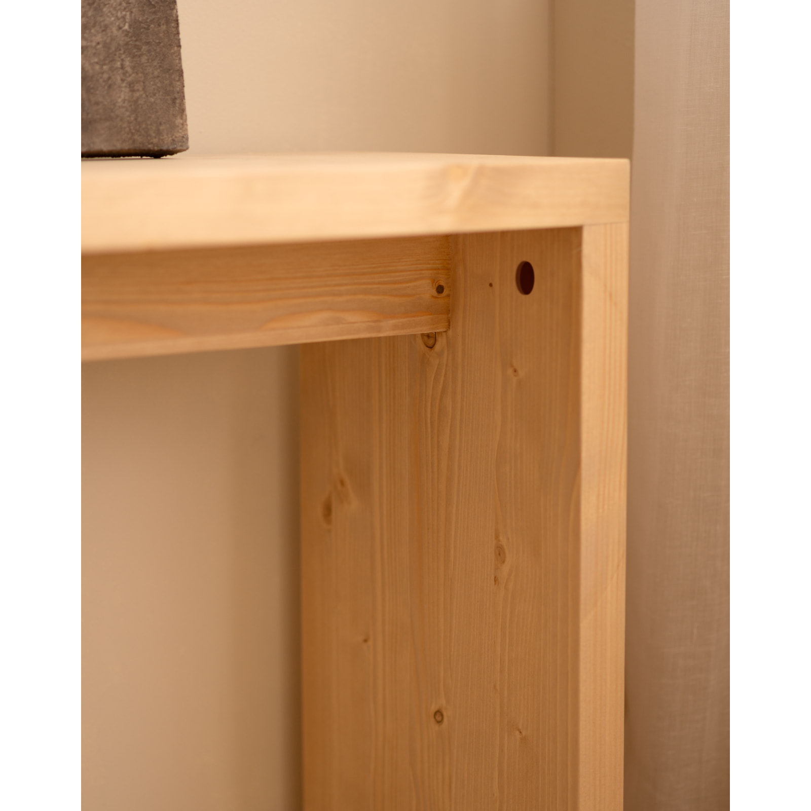 Console en bois massif ton chêne moyen 120x80cm Hauteur: 80 Longueur: 120 Largeur: 30