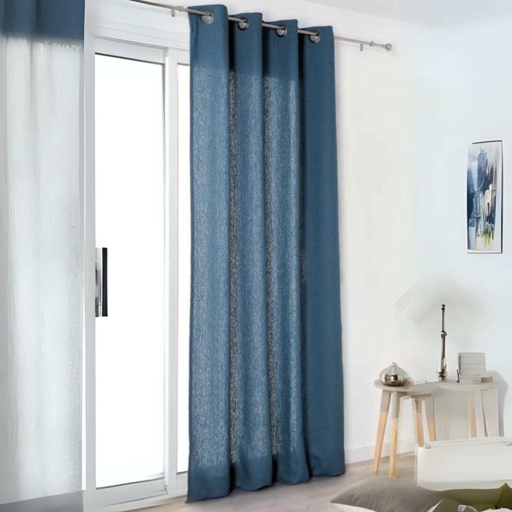 Rideau 'Authentique' en 100% lin - Bleu Marine