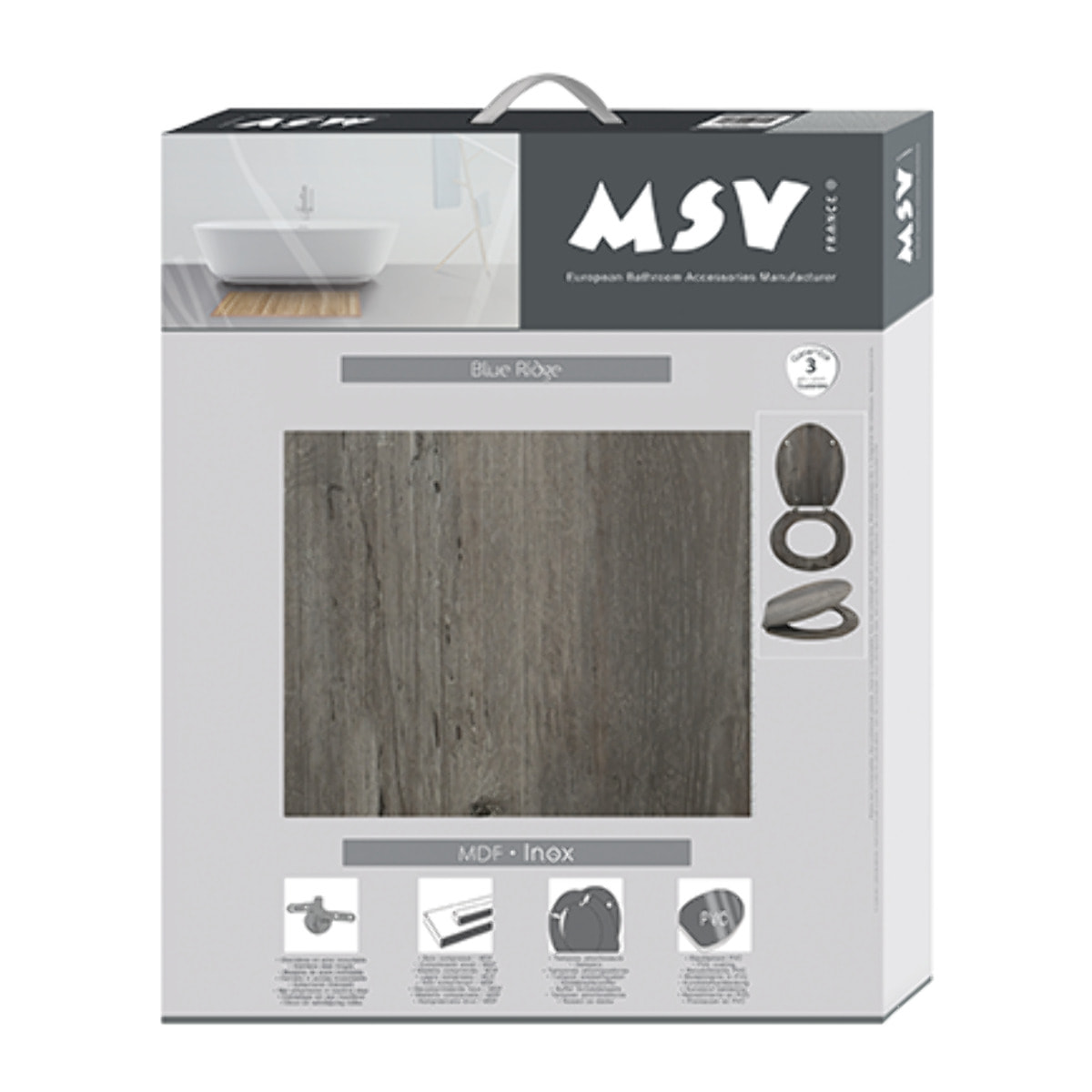 Abattant wc MDF Marron - Charnières Inox MSV