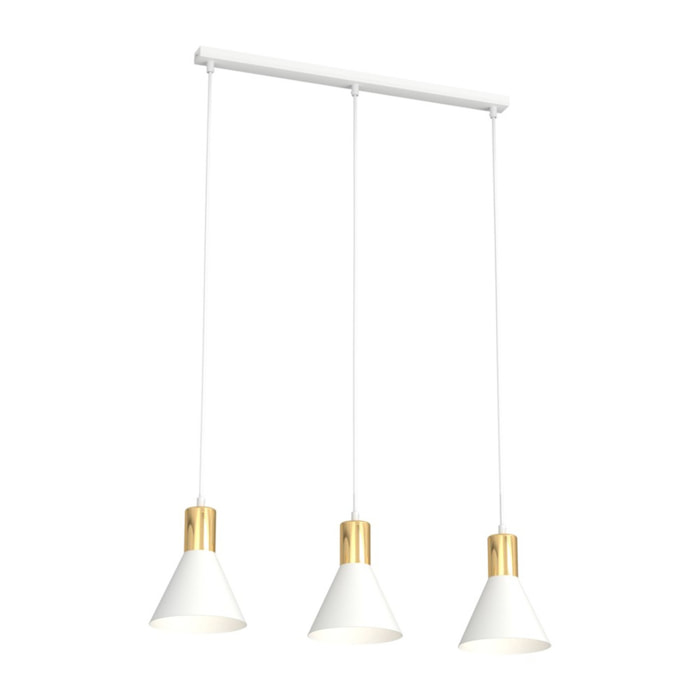 Lampada a sospensione Rosa in acciaio bianco e oro