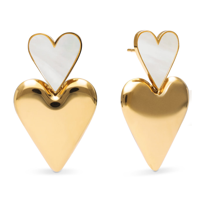 Pendientes Duo D'Amour Nácar Acero Baño Oro
