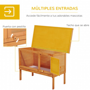 Jaula para Conejo de Madera de Abeto 90x45x65cm Madera Natural