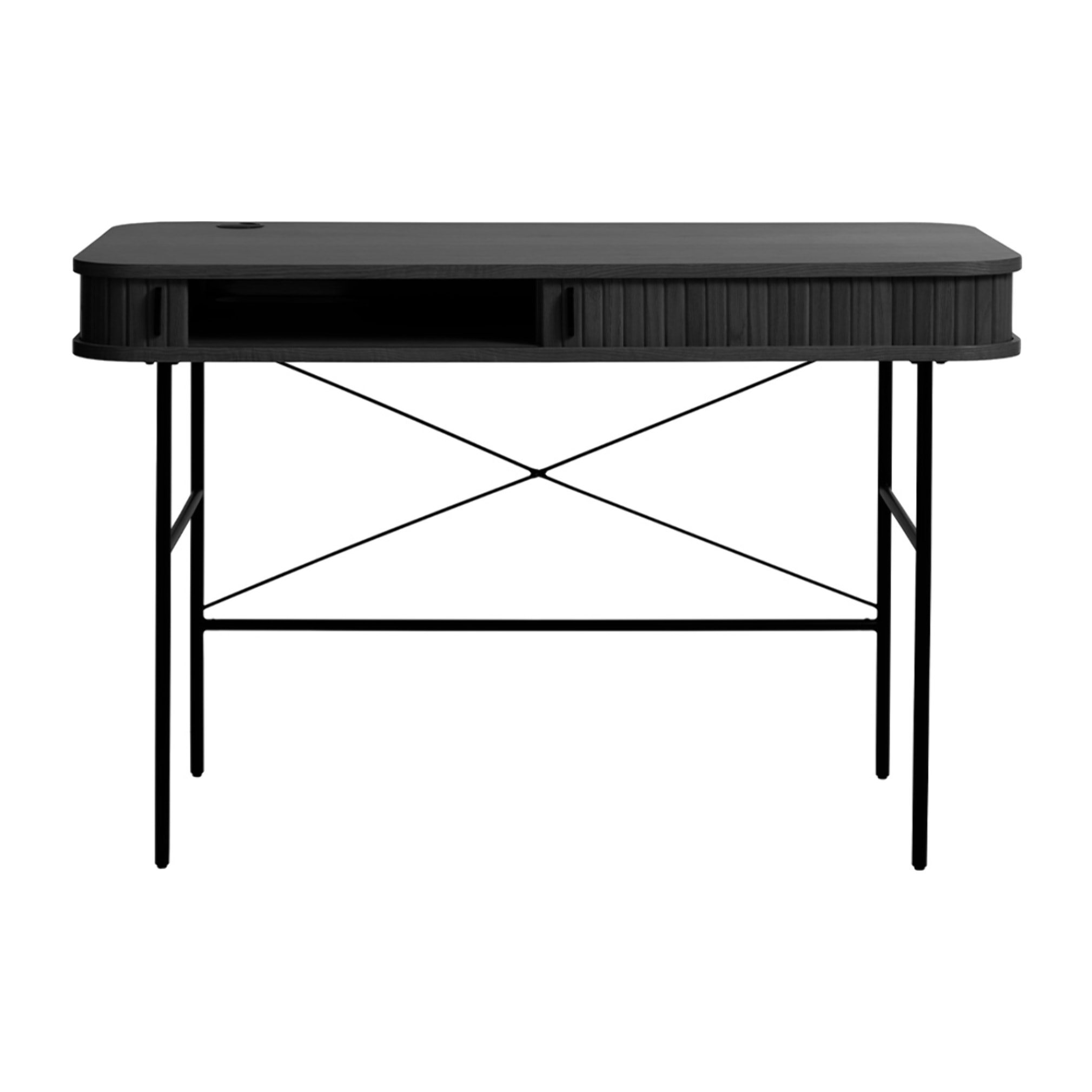 Bureau Bois Noir Alba, L.120 x P.60 x H.75 cm, Style Minimaliste