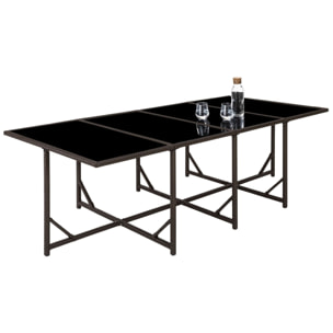 Table et chaises 12 places en résine tressée noir et gris LOUISIANE
