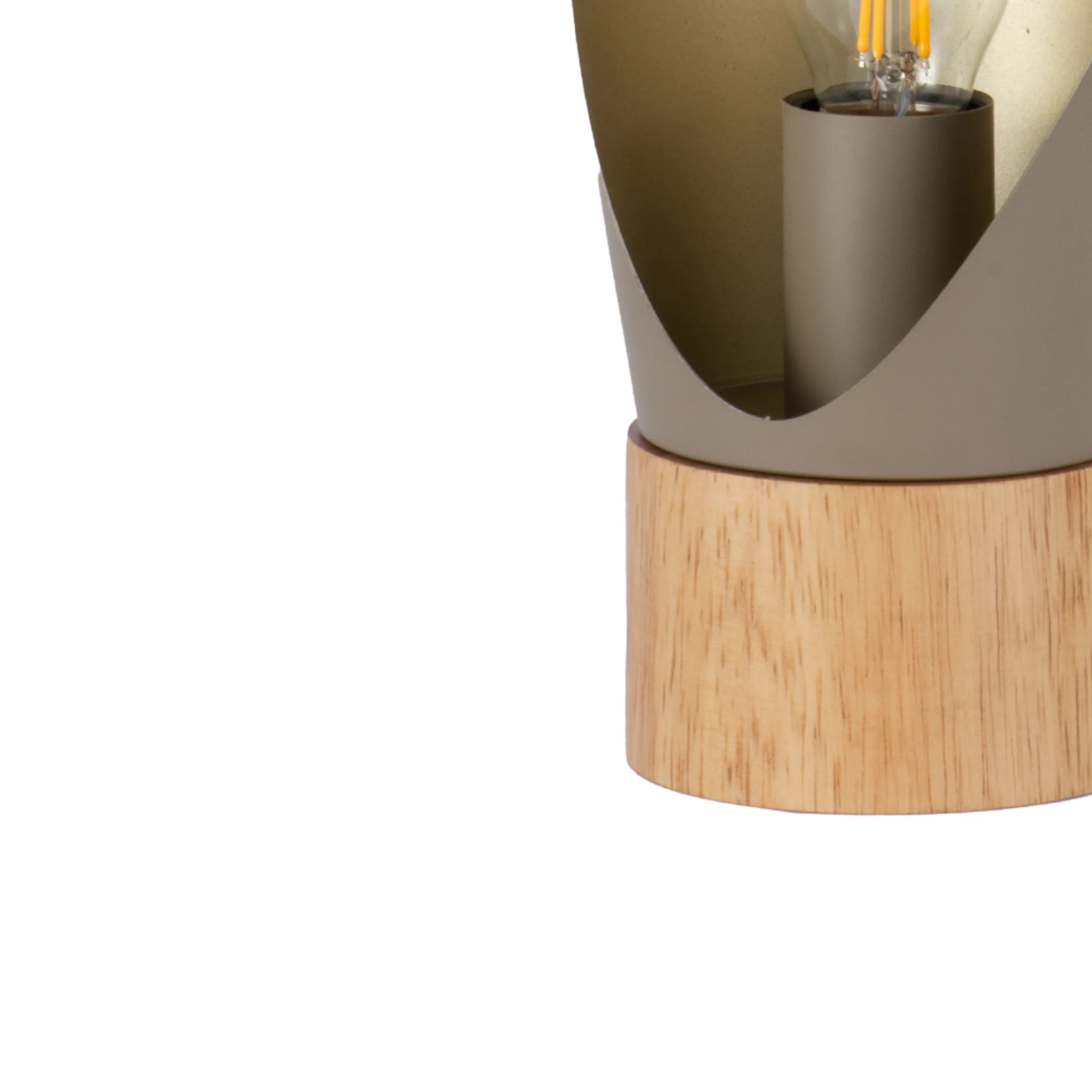 Lampe à poser en métal taupe et bois H30 cm - Spoon