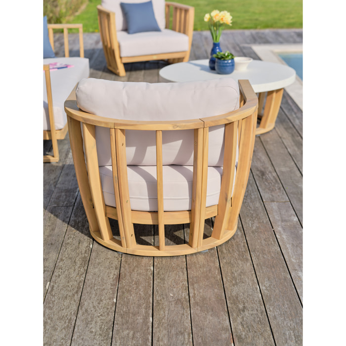 BOGOTA - Salon bas de jardin 5 places en bois d'acacia, plateau effet béton