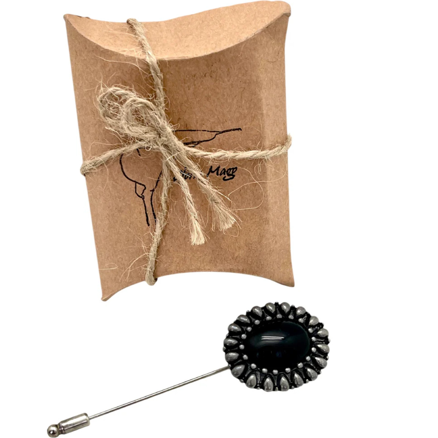 Broche-Alfiler Camafeo negro plata vintage 10µ