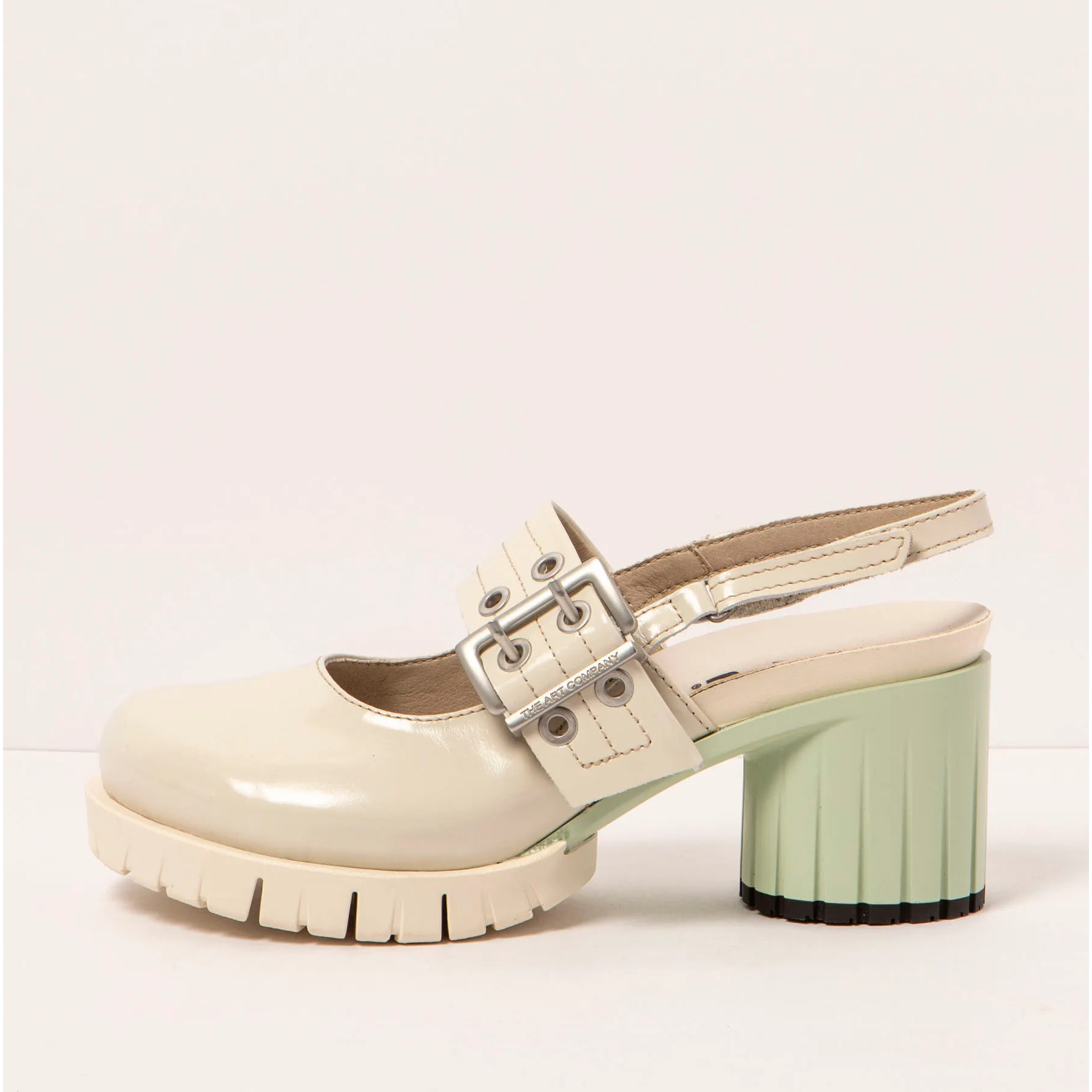 Sandalias con tacón 1922 NAPPA SHINNY CREAM/ MALIBU color Cream