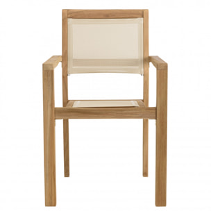 HARRIS - Lot de 2 fauteuils empilables textilène couleur beige