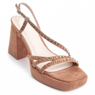 Sandalias de Tacón - Marron - Altura: 10 cm