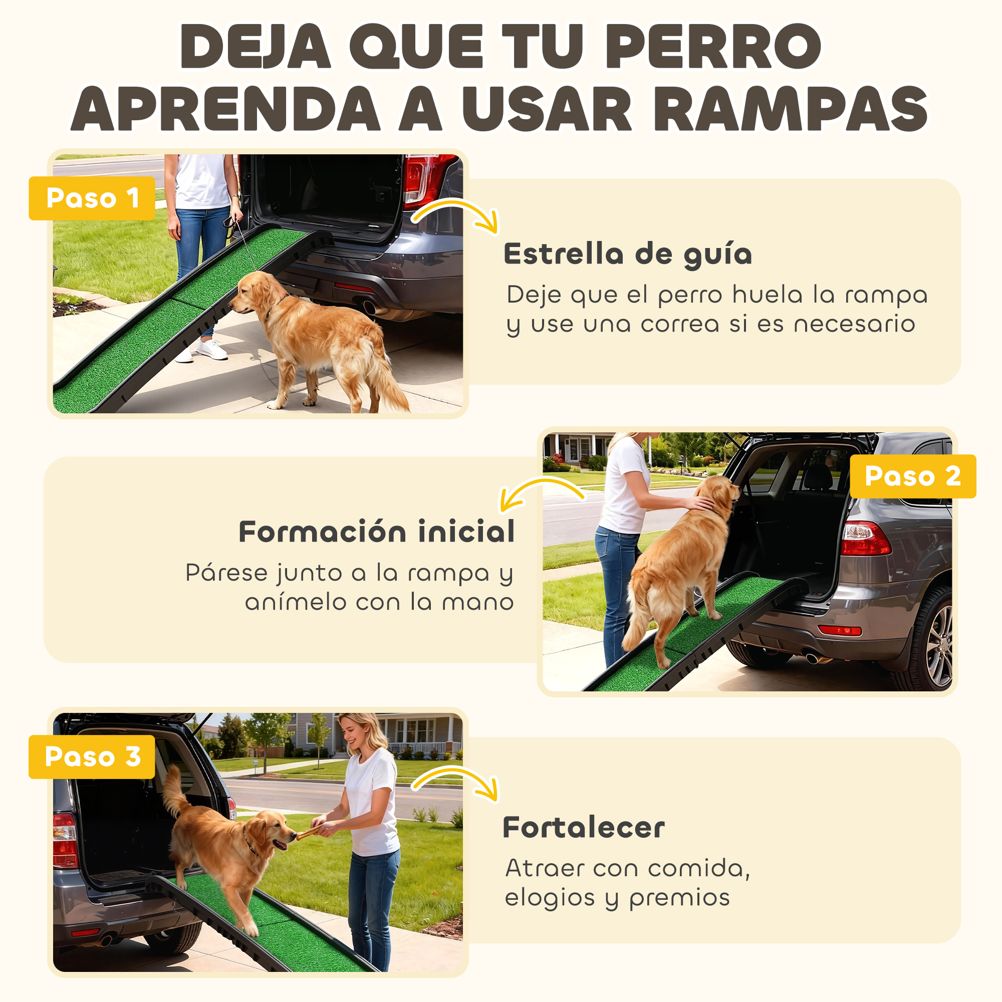 Rampa para Perros con Césped Artificial, 155 cm, Rampa para Perros para Coche Plegable con Asa, Ángulo Ajustable, Antideslizante, para Todas las Razas, para Cama, Sofá, Verde