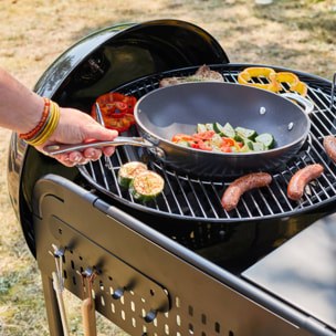 Barbecue rond charbon de bois acier émaillé Ø53cm avec chariot MAURICE