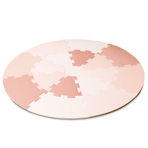 Alfombra infantil ROSE PLAYMAT redonda de espuma EVA diseño puzle rosa