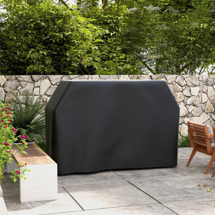 Housse de protection barbecue dim. 188L x 71l x 125H cm - imperméable, anti-UV, attaches - Oxford haute densité 300D noir