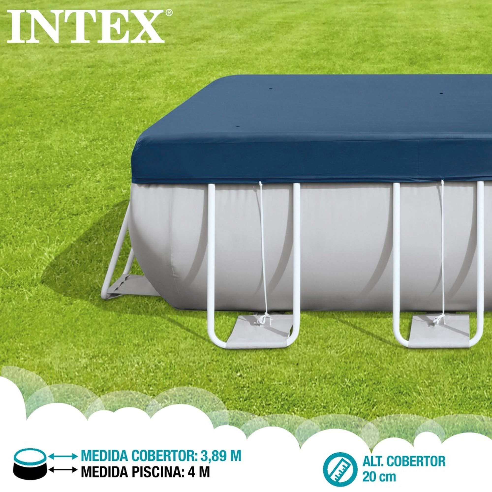 Cubierta de piscina rectangular l400x20cm en pvc y polipropileno
