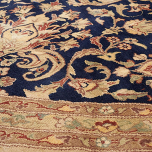 Authentique grand tapis d'orient rond entiérement noué à la main