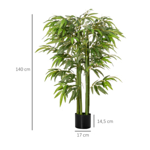 Bambú Artificial 140 cm con Maceta y Cañas Realistas Árbol Sintético Interior para Decoración de Hogar Oficina Exterior Verde