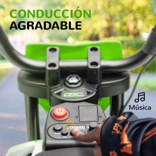 Moto Eléctrica para Niños de +3 Años, Moto Eléctrica Infantil con Batería 12V, Música, Velocidad 2,4-5 km/h y Ruedas Auxiliares Desmontables, Carga 30 kg, Verde