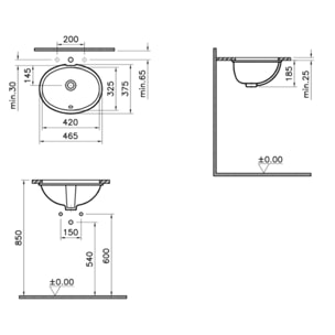 Vasque à encastrer par le dessous S20 42 cm