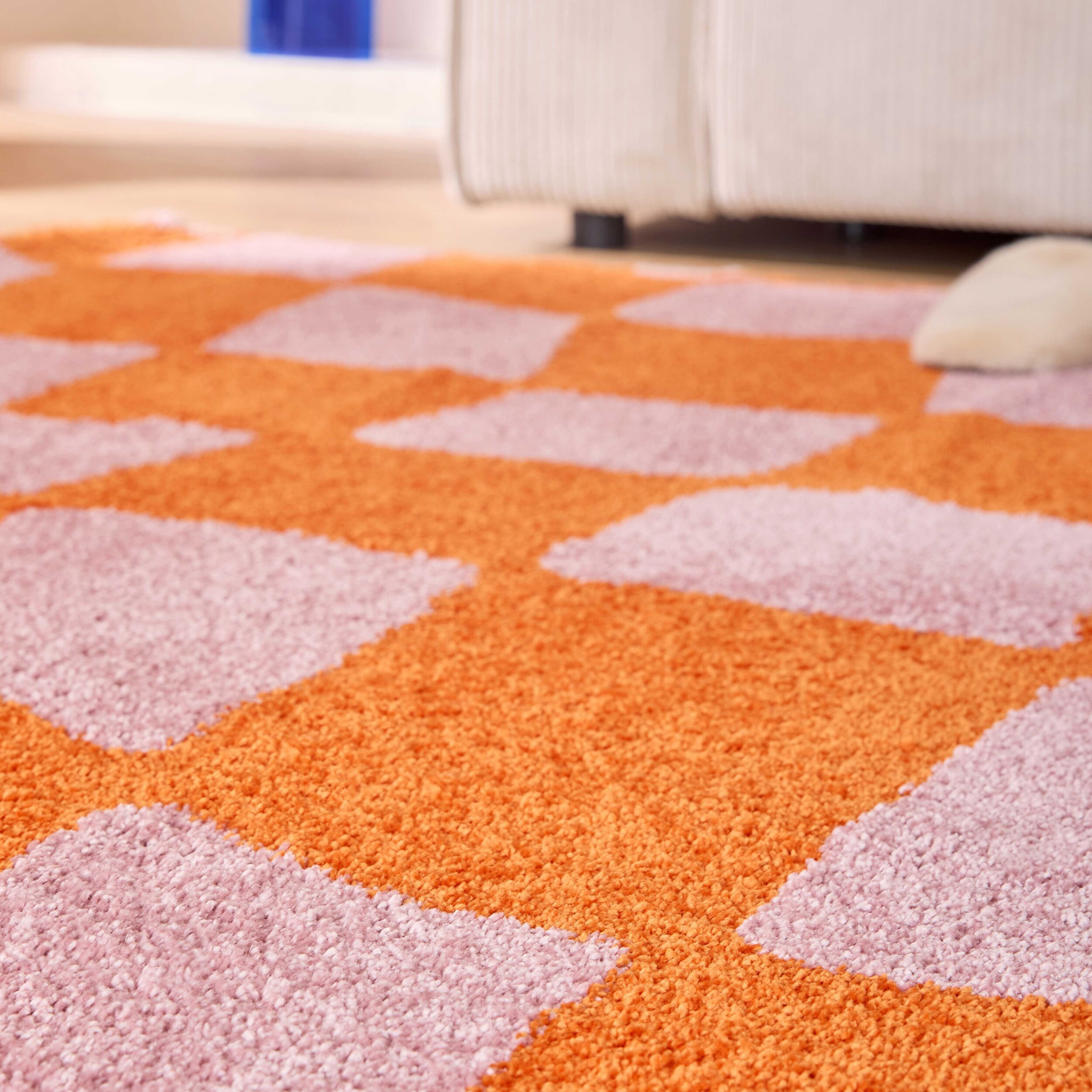 GROOVY - Tapis rétro coloré style seventies - Confortable et moelleux - Orange