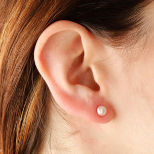 PERLAVIVA - Orecchini a Bottone con Perle Coltivate d'Acqua Dolce Grigie Ø 6/6.5mm