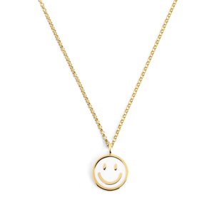Collier Smiley White Enamel Plaqué Or