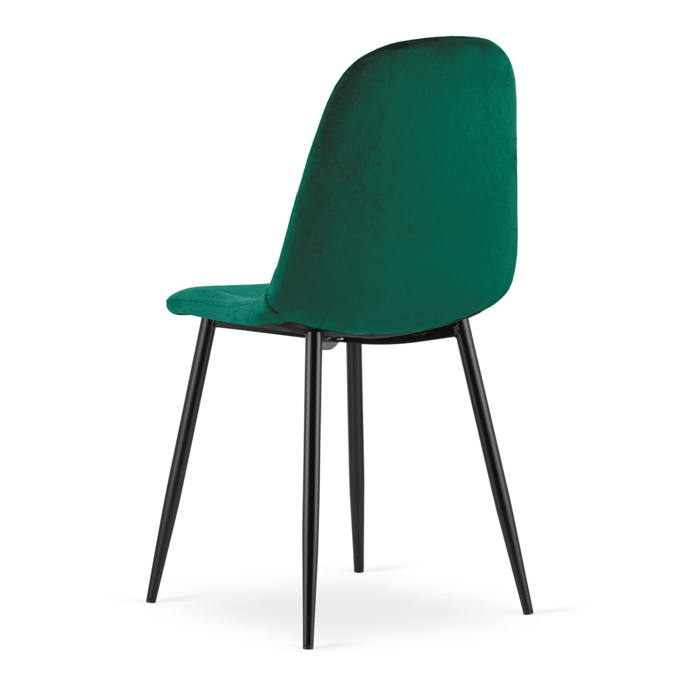 Sedia Asti in velluto verde scuro e gambe in metallo