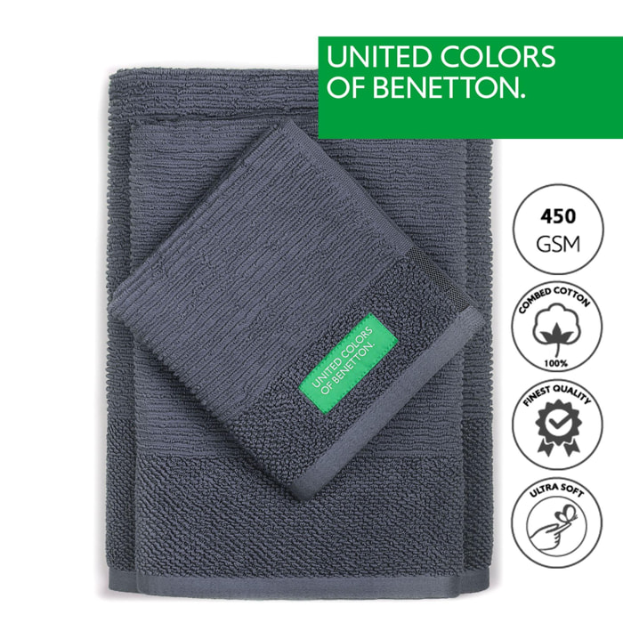 Set 3pcs toallas de baño  gris oscuro  benetton