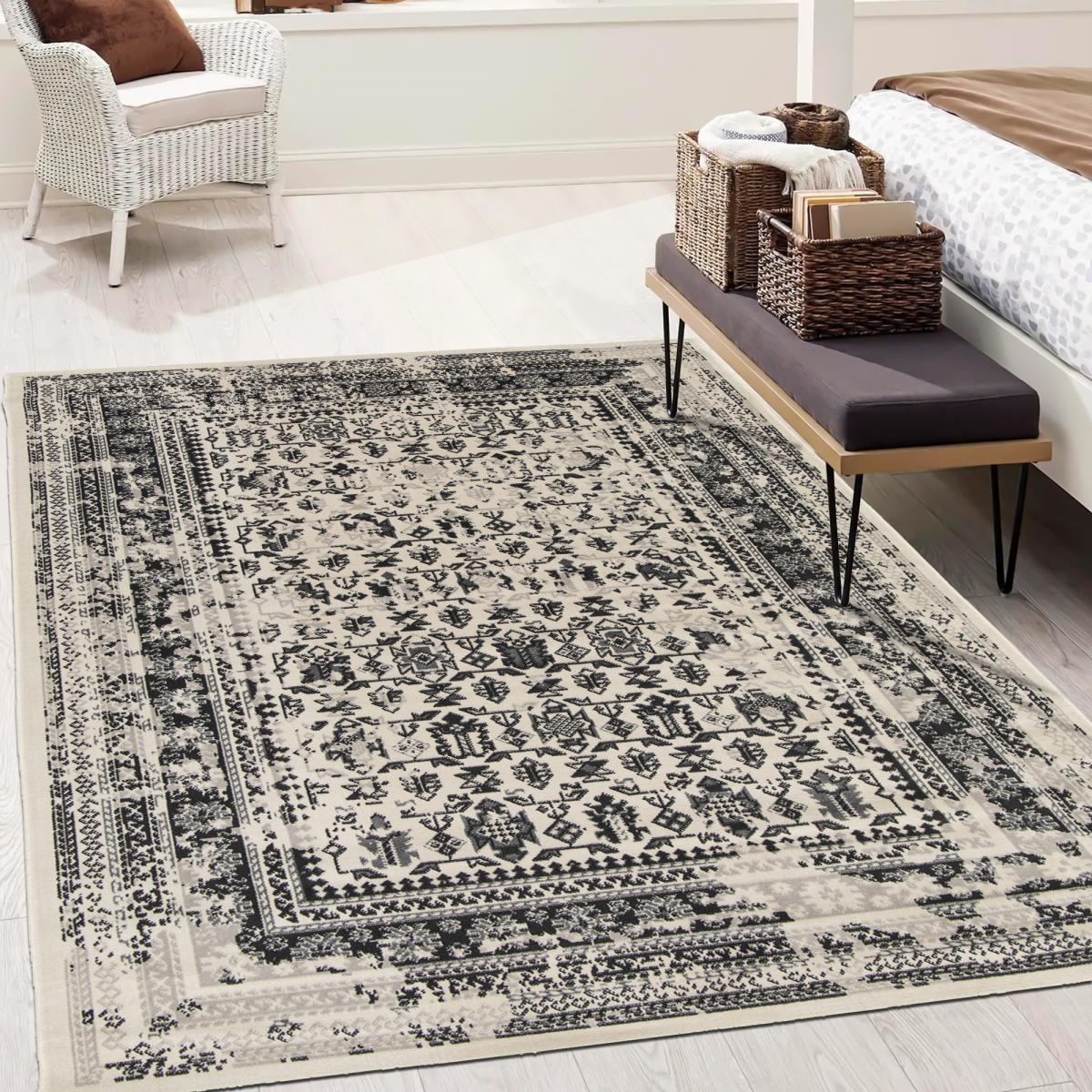 Tapis salon et chambre tissé motif oriental NARU