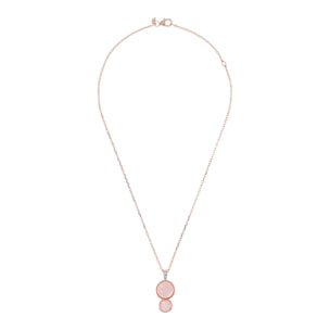 Collana Catena Forzatina con Pendente Graduato in Quarzo Rosa e Pavé