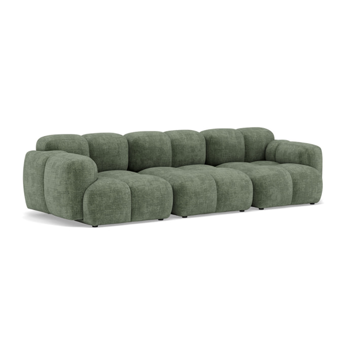 Grace - canapé modulable 3 places en velours texturé - Vert sauge