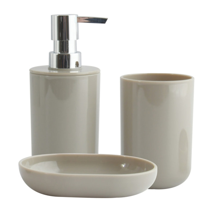 Lot de 3 accessoires de salle de bain INAGUA Taupe MSV