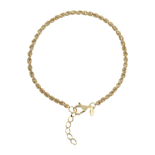 Bracciale con Catena Corda in Argento 925 placcato Oro Giallo 18Kt